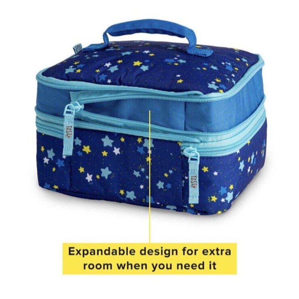 Tasty Insulated Expandable Insulated  Lunch Box with Blue Stars - Picture 8 of 11